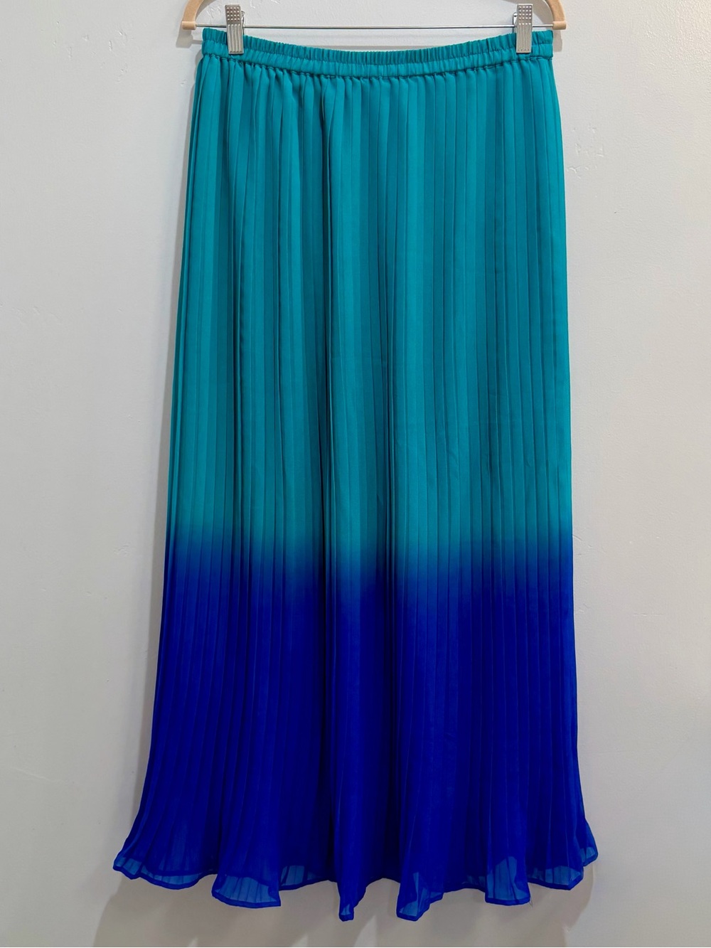 Mix Nouveau Y2K Teal Blue Ombre Knife Pleated Maxi Skirt Size M Vintage 2000s - Picture 11 of 11